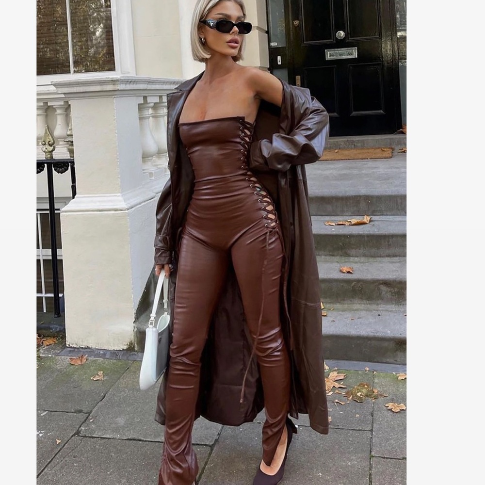 Faux leather jumpsuit